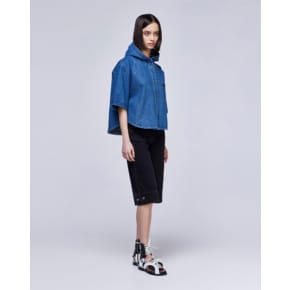 [파주점] [송지오우먼]지제로 커브드 슬릿 데님 후드 셔츠 블루 WH3SH804BL
