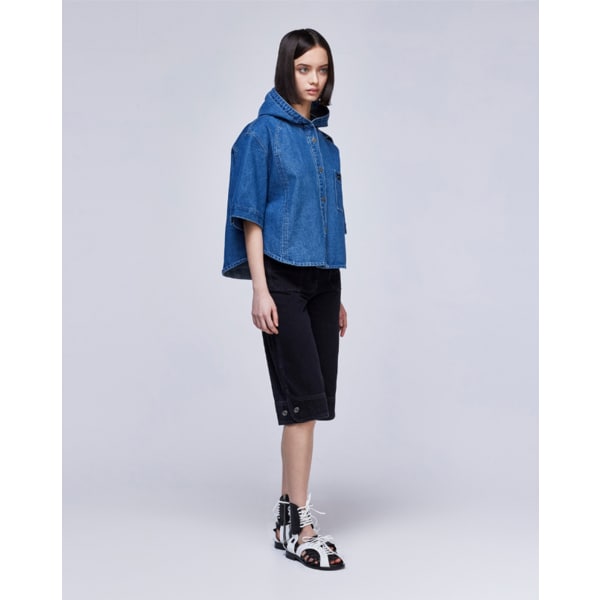 [파주점] [송지오우먼]지제로 커브드 슬릿 데님 후드 셔츠 블루 WH3SH804BL