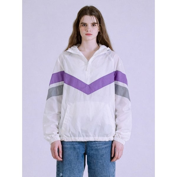 여성 배색 아노락 점퍼 화이트 BNBJP787F