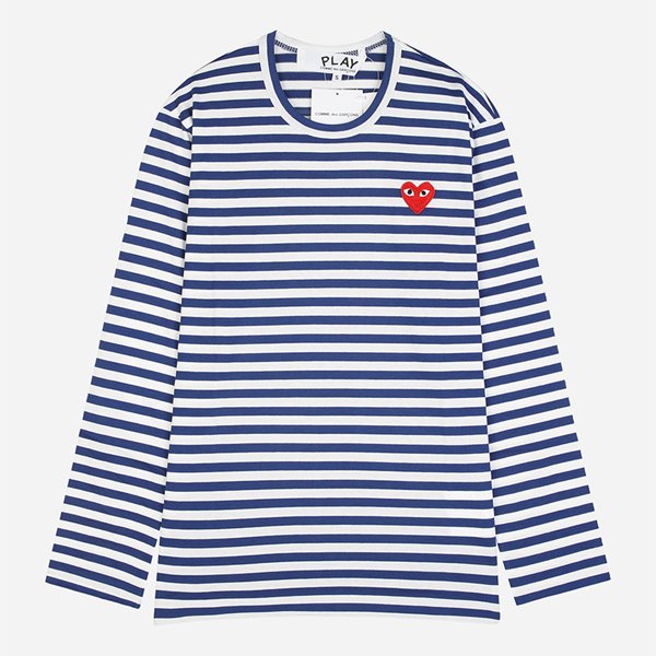 [시흥점] 5F AX T164 051 2 레드 하트 스트라이프 롱슬리브 티셔츠 블루 화이트