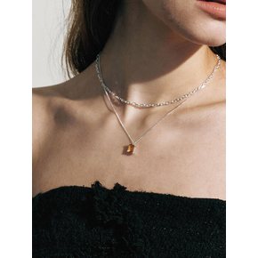 Double Chain EM Stone_Necklace (Citrine_Orange)