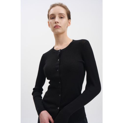 WYLP2598 LINEN CARDIGAN - BLACK