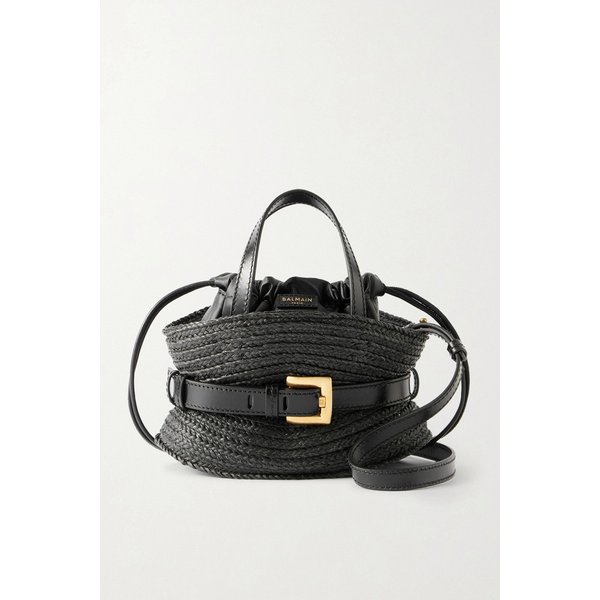 셔플 미니 버클 가죽 트리밍 라피아 숄더백 46376663163002413