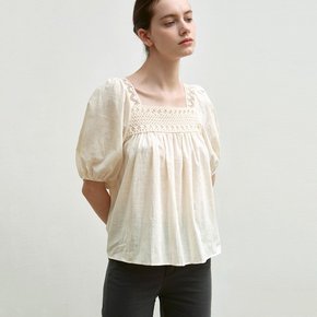 [YAN13] SQUARE NECK RAGLAN BLOUSE_LIGHT BEIGE