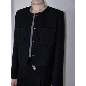 Pocket Tweed Jacket [Black]