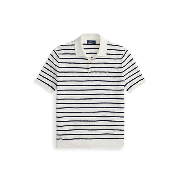 남성 스트라이프 코튼 리넨 폴로 칼라 스웨터(MNPOSWE1N820130100)
