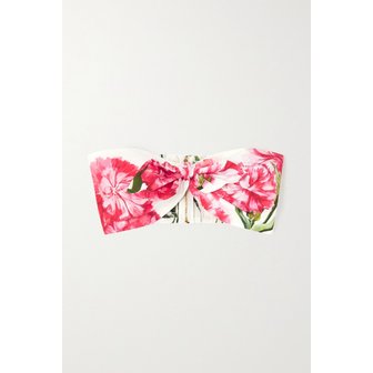 돌체앤가바나 크롭 스트랩리스 플로럴 프린트 코튼 포플린 뷔스티에 탑 핑크 1647597289364295