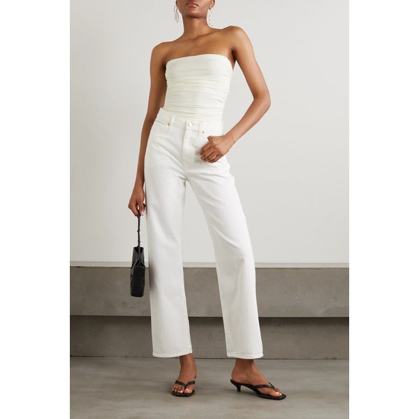 프란 스트랩리스 주름 스트레치 크레이프 보디스 화이트 1647597315454670