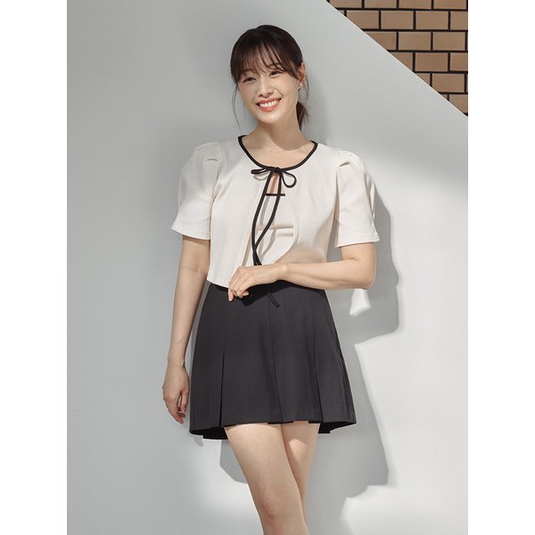 [리퍼브]SUMMER PLEATS MINI SKIRTPANTS_BLACK