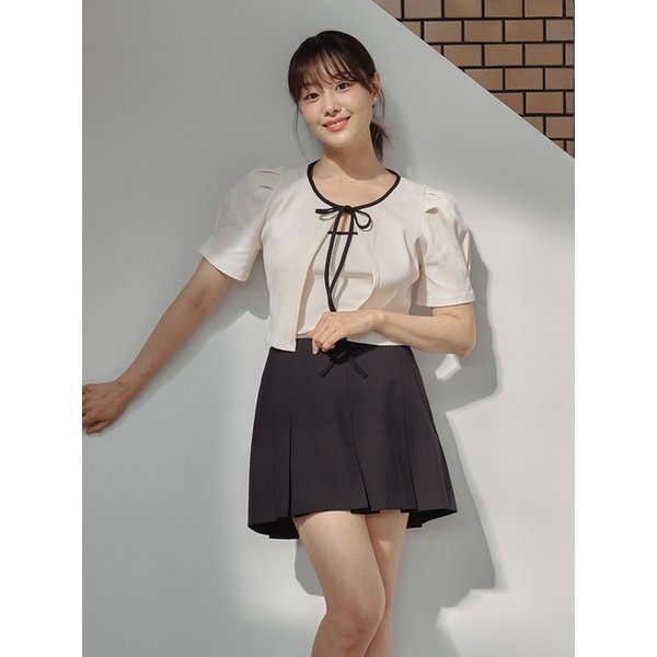 [리퍼브]SUMMER PLEATS MINI SKIRTPANTS_BLACK