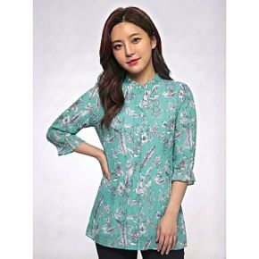 여성 패턴 플리츠 장기장 7부 블라우스 ALBLM4361 830 G_P340610706