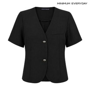 노카라 브이넥 페미닌 심플 반팔 자켓 (EC2JK012D)