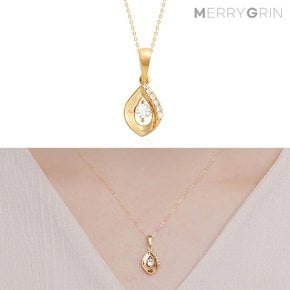 14K GOLD 스와로브스키 크리스탈 레인드롭 목걸이