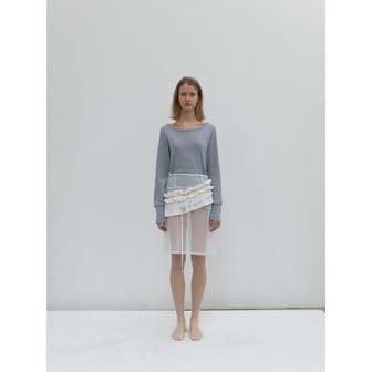 낫띵에브리띵 MESH LAYERED MIDI SKIRT IN WHITE