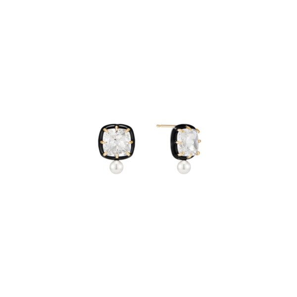 [리퍼브]Black Line Square Pearl Earring_EC1714
