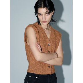 TWISTED CROPPED KNIT VEST(ORANGE)