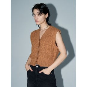 TWISTED CROPPED KNIT VEST(ORANGE)