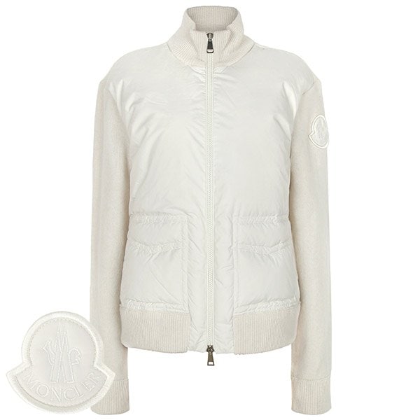 [부산점] 몽클레어 화이트 울 니트 믹스 구스 다운 집업 자켓 9B00001 M1241 04A