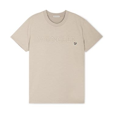 몽클레르 몽클레어 여성 로고 자수 베이지 반팔티 8C00006 829HP 20J