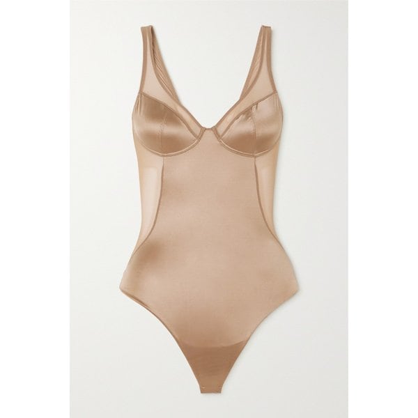 메쉬 트림 스트레치 새틴 톤 바디수트 1647597316327276