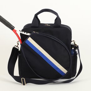 테니스 가방 TENNIS BAG_NAVY with cream and royal blue stripe