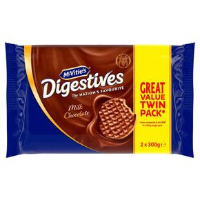 [해외직구] McVities 맥비티 다이제스티브 밀크초콜릿 비스킷 316g 2개입 2팩