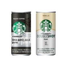 스타벅스 200ml 캔커피 2종 블랙 3캔+더블샷 바닐라 3캔 총6캔