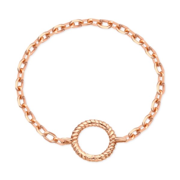 [비앤비골드] 18K 세미컷팅 와이드 서클 열송이 체인실반지 SRS37432