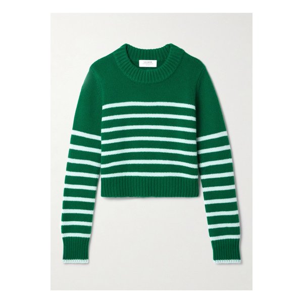 라 리뉴 미니 마린 스트라이프 울 캐시미어 혼방 스웨터 에메랄드 1647597354765390