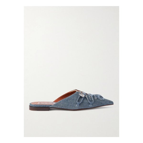 레이스업 투톤 데님 포인트토 플랫 블루 1647597324805560