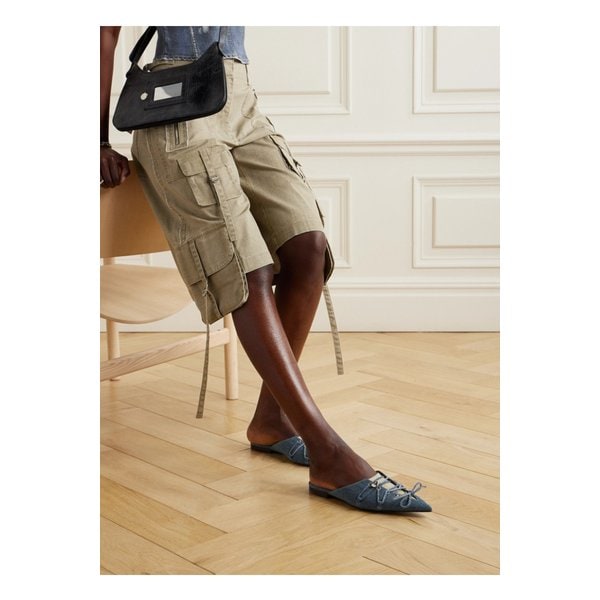 레이스업 투톤 데님 포인트토 플랫 블루 1647597324805560