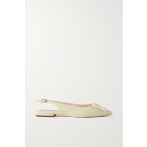 Gommettine Leather Slingback Point-toe Flats 크림