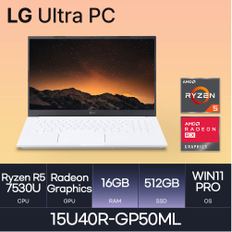 LG전자 2023 울트라PC 15U40R-GP50ML (WIN11 PRO/SSD 512GB/RAM 16GB) HMC