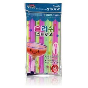 플라스틱 빨대 음료 스트로우 슬러쉬 빨대 50p X ( 4매입 )