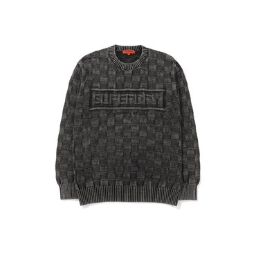 SUPERDRY 체커 로고 라운드 니트(SDMSWFO04BLK)