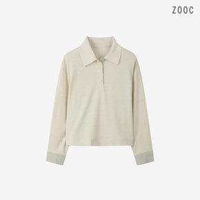 소매배색 포인트 카라넥 크롭 티셔츠 LE_V261PSM906