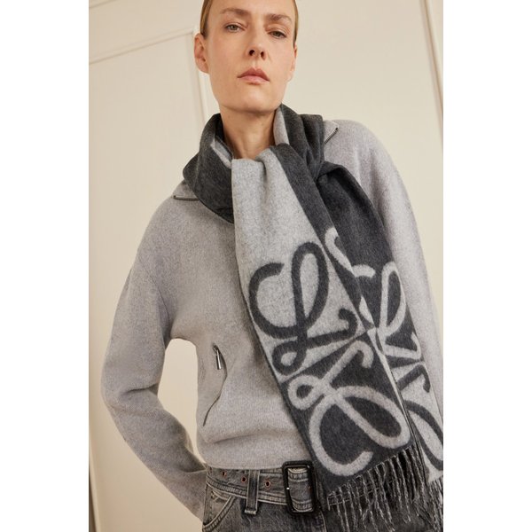 프린지 울 캐시미어 블렌드 자카드 스카프 46376663162984350