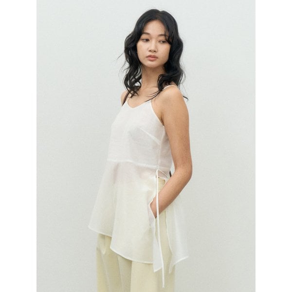 UNBALANCE FRILL SLEEVELESS TOP WHITE MBESTO015WH