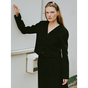 Helen V-neck wool jacket (Black)