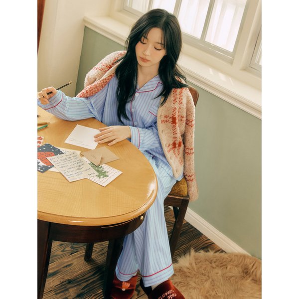 [해원 PICK] 실크핏 클로에 긴팔 커플 잠옷 세트