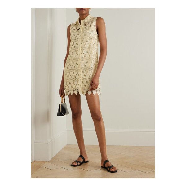 더 데코 스캘럽 기퓌르 레이스 미니 셔츠 드레스 크림 46376663162833510