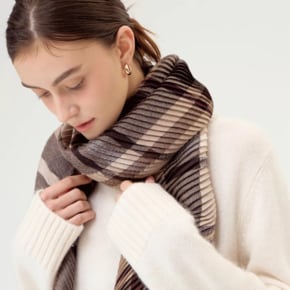 DCSC6F583W2 [닥스][WOOL100%]브라운 타탄 체크 울 플리츠 스카프겸 머플러