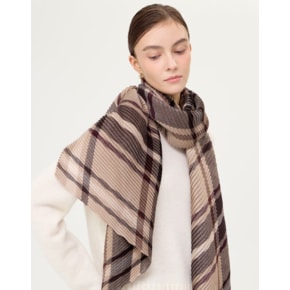 DCSC6F583W2 [닥스][WOOL100%]브라운 타탄 체크 울 플리츠 스카프겸 머플러