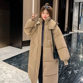여성 4컬러 베이직 모자 롱패딩 OSM 1006306_P416918353
