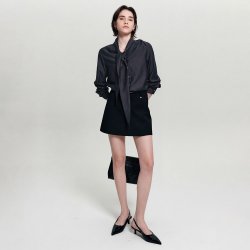 Jane Ssg 제인 타이 블라우스_그레이 / JANE TIE BLOUSE_GREY - SSG.COM