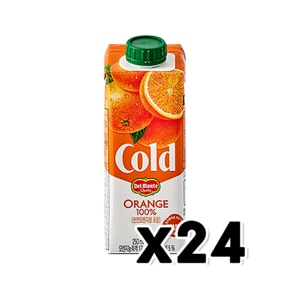 델몬트 콜드오렌지 100%과즙주스 팩음료 250ml x 24개