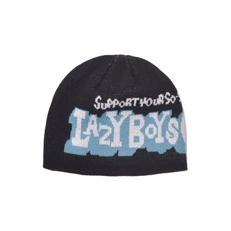 슬리피아이즈 Lazy boys jacquard Beanie - Black