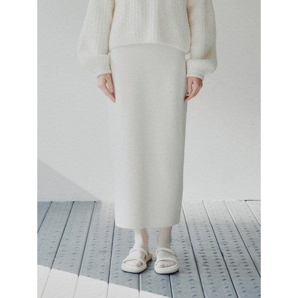 마리아 메리노울 스트레이트 스커트 아이보리