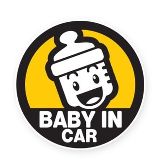  자동차스티커 BABY IN CAR 베이비 젓병 (10cmX10cm)