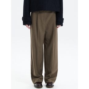 STITCH PINTUCK WIDE PANTS_BROWN